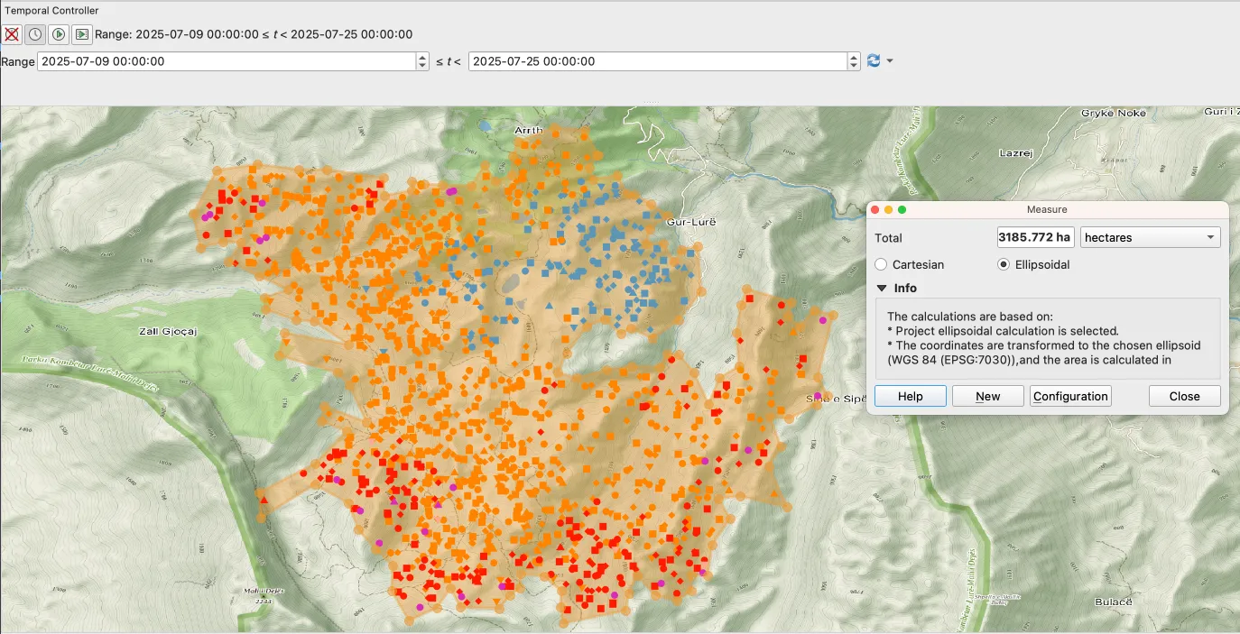 2025: Lurë fire burned area estimation