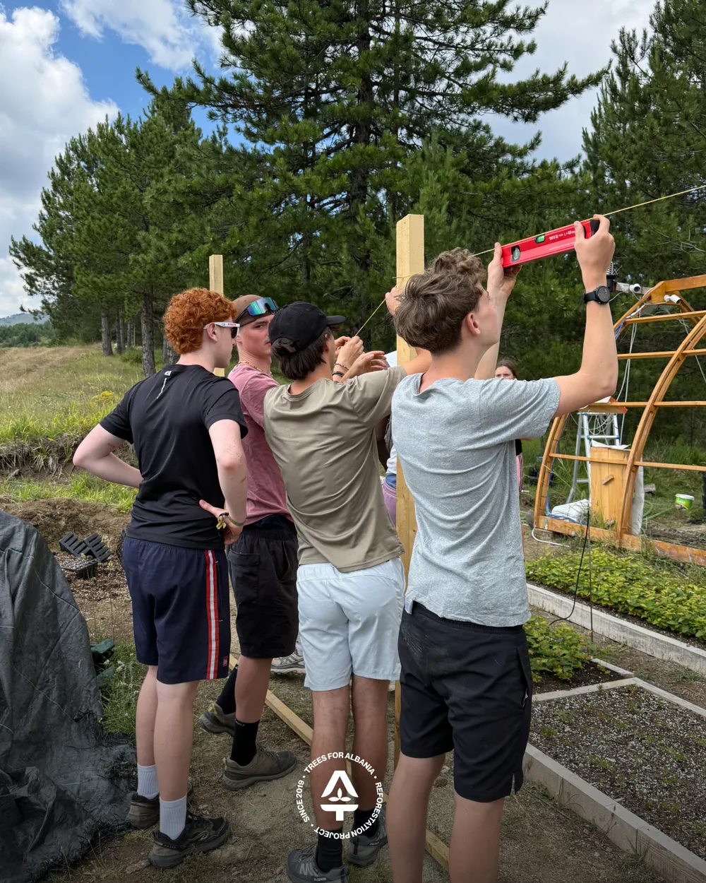 The precision measurement to cut the poles to the right size
