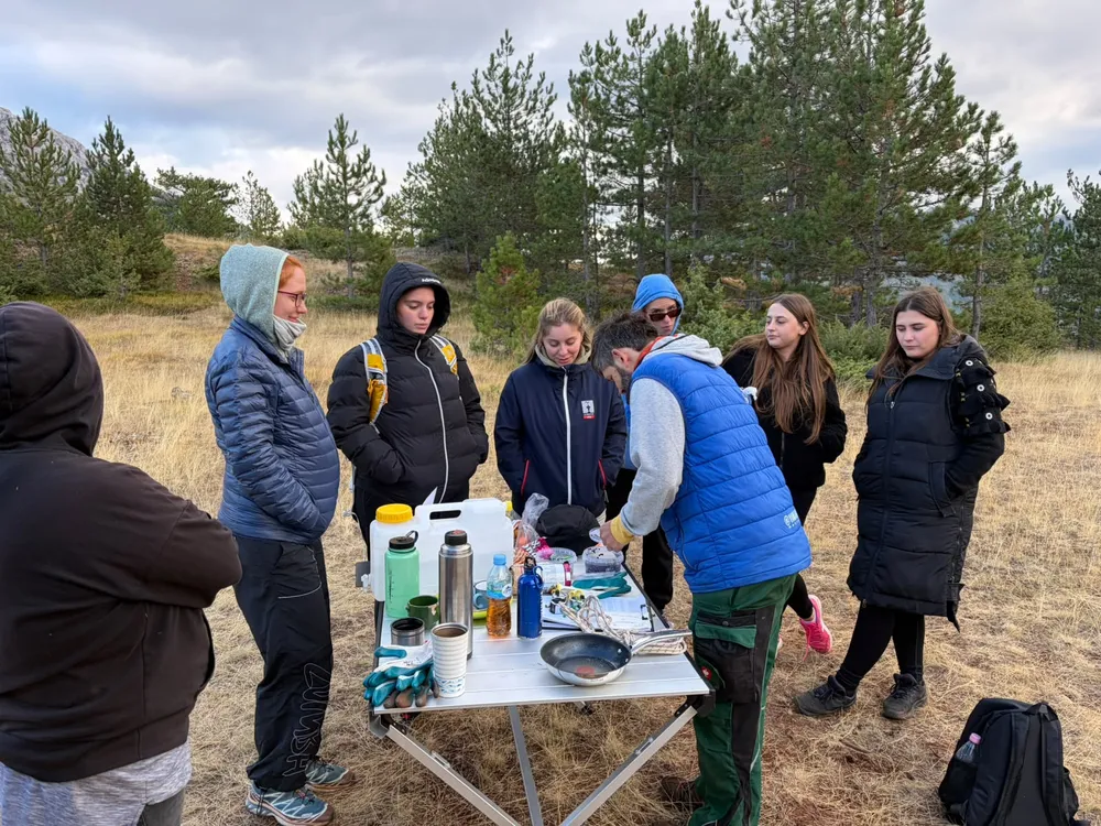 Lunch at the base of the planting areas